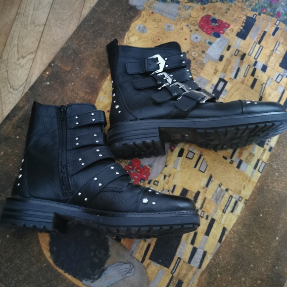 Leather Studded Boots Womens 37 l'intervalle - Picture 2 of 5